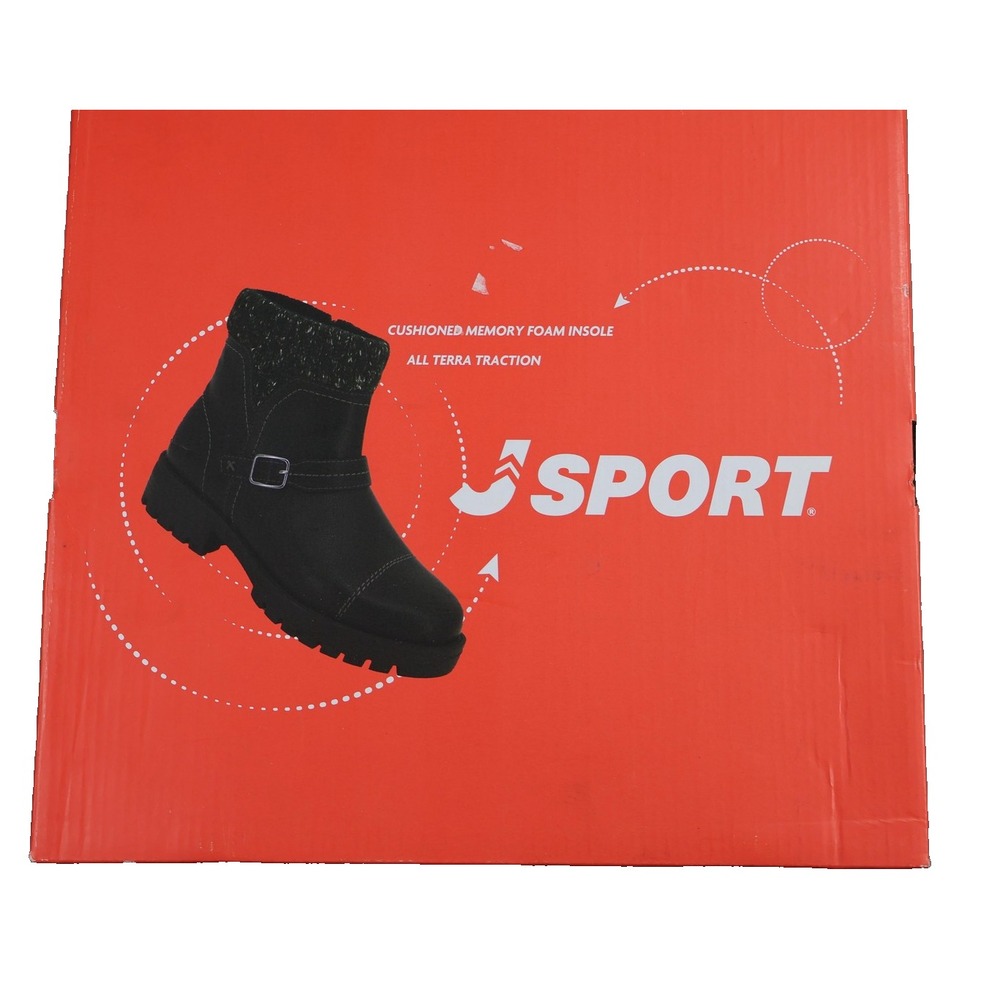 J Sport‎ Violet Boots Womens 10 Black Faux Leather Ankle S5VLT01 - Picture 2 of 4